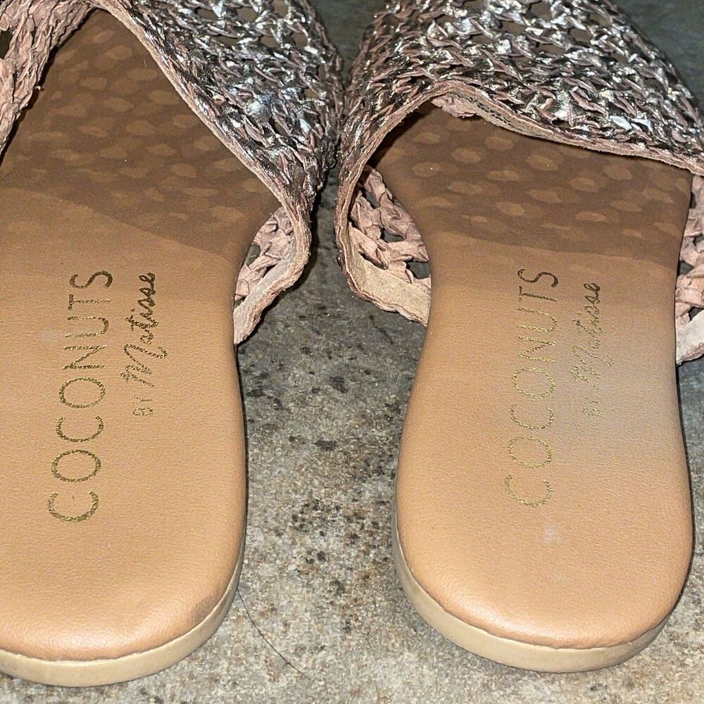 Coconuts By Matisse Island Gold Woven Leather Every Sandal Mule Shoe Womens 6M - Picture 11 of 12